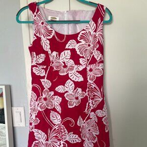 Talbots bright pink and white Hawaiian print dress size 4